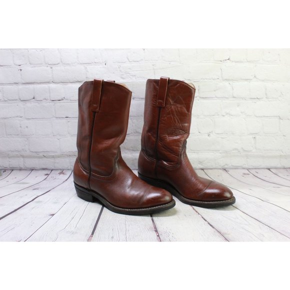 Vintage Red Wing Brown Leather Pull on Western Cowboy Work Boots Size 9.5 E - Picture 3 of 9